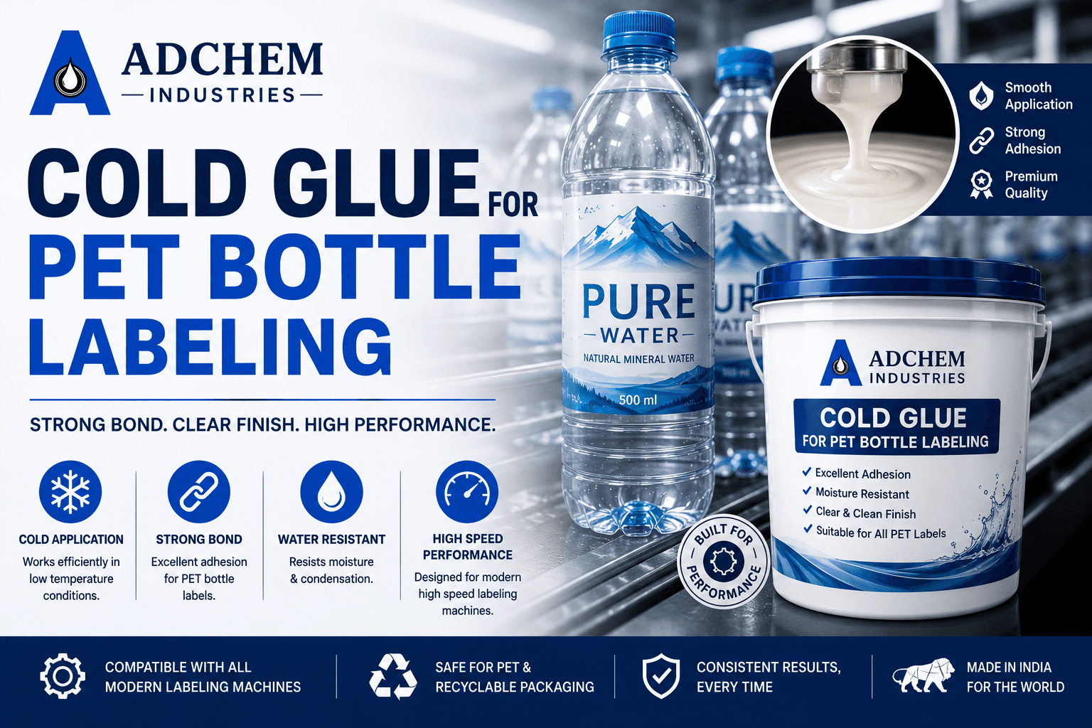 Cold Glue for PET Bottle Labeling