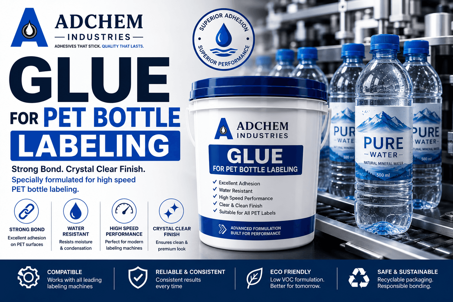 Glue for PET Bottle Labeling